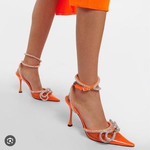 MACH & MACH Orange Heels with Silver Accents